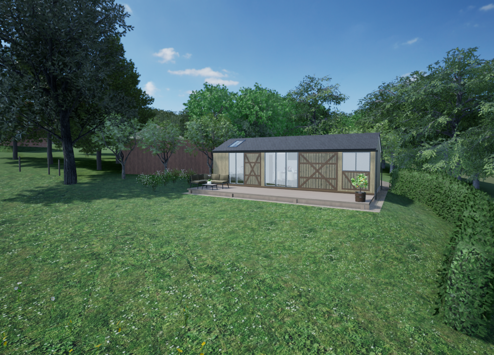 Artist's impression of the new glamping lodge at Lodge Farm